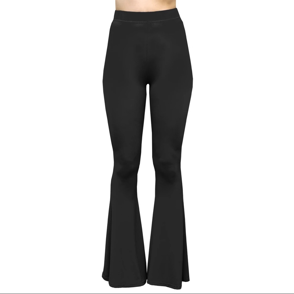 High waist bell bottom flare stretch legging pants